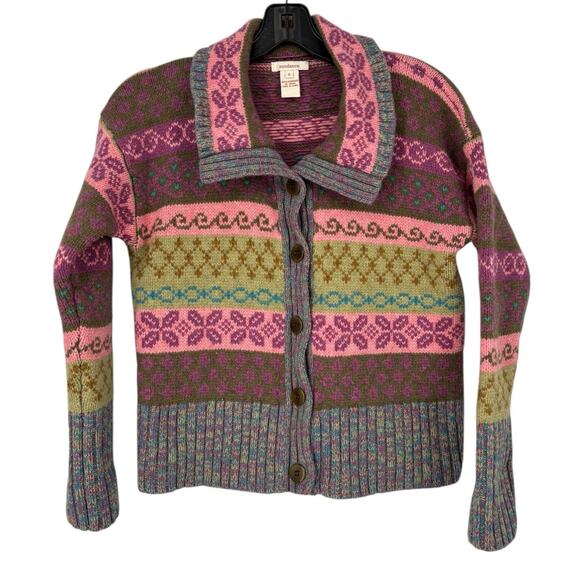 Sundance Fair Isle Cardigan Sweater Womens Small Cottagecore Prairie - Picture 2 of 9